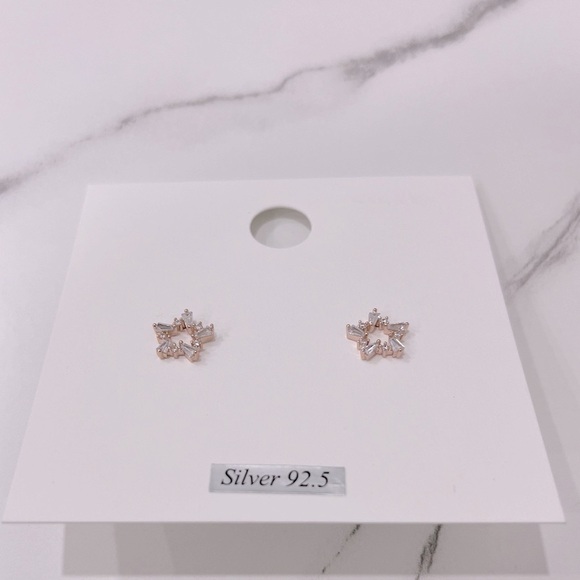 Rose Gold Diamond Stone Sterling Silver Earrings - Picture 3 of 3